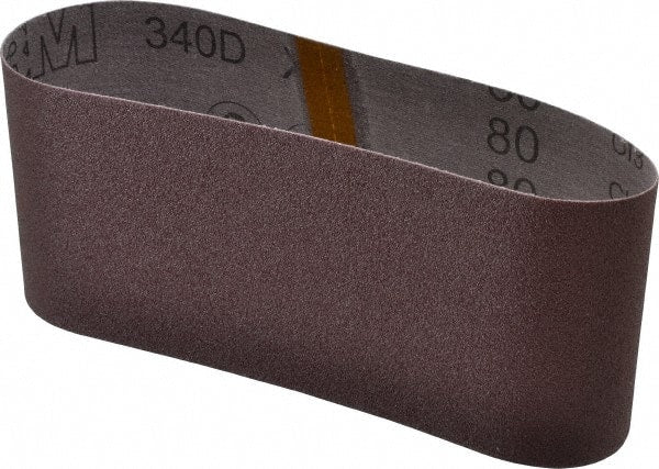 3M - 4" Wide x 21-3/4" OAL, 80 Grit, Aluminum Oxide Abrasive Belt - Aluminum Oxide, Medium, Coated, X Weighted Cloth Backing, Series 240D - Exact Tooling