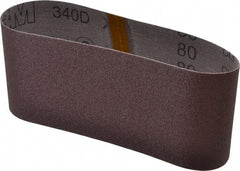 3M - 4" Wide x 21-3/4" OAL, 80 Grit, Aluminum Oxide Abrasive Belt - Aluminum Oxide, Medium, Coated, X Weighted Cloth Backing, Series 240D - Exact Tooling