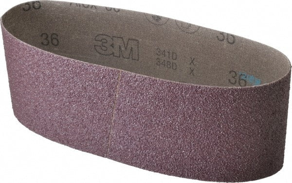 3M - 4" Wide x 24" OAL, 36 Grit, Aluminum Oxide Abrasive Belt - Aluminum Oxide, Very Coarse, Coated, X Weighted Cloth Backing, Series 341D - Exact Tooling