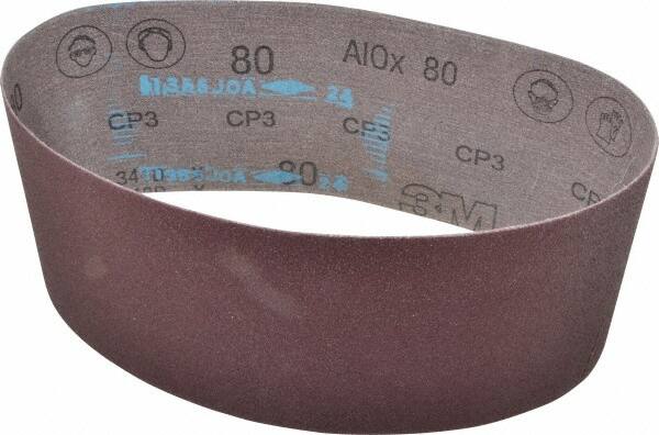 3M - 4" Wide x 24" OAL, 80 Grit, Aluminum Oxide Abrasive Belt - Aluminum Oxide, Medium, Coated, X Weighted Cloth Backing, Series 341D - Exact Tooling