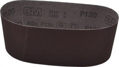 3M - 4" Wide x 24" OAL, 120 Grit, Aluminum Oxide Abrasive Belt - Aluminum Oxide, Fine, Coated, X Weighted Cloth Backing, Series 341D - Exact Tooling