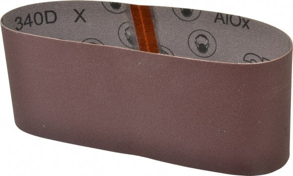 3M - 4" Wide x 24" OAL, 120 Grit, Aluminum Oxide Abrasive Belt - Aluminum Oxide, Fine, Coated, X Weighted Cloth Backing, Series 240D - Exact Tooling