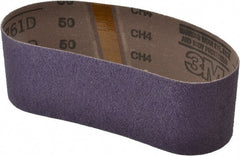 3M - 3" Wide x 21" OAL, 50 Grit, Ceramic Abrasive Belt - Ceramic, Coarse, Coated, Y Weighted Cloth Backing, Series 761D - Exact Tooling