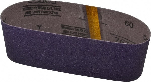 3M - 3" Wide x 21" OAL, 60 Grit, Ceramic Abrasive Belt - Ceramic, Medium, Coated, Y Weighted Cloth Backing, Series 761D - Exact Tooling
