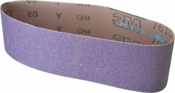 3M - 3" Wide x 24" OAL, 60 Grit, Ceramic Abrasive Belt - Ceramic, Medium, Coated, Y Weighted Cloth Backing, Series 761D - Exact Tooling