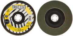 Tru-Maxx - 80 Grit, 7" Disc Diam, 7/8" Center Hole, Type 29 Zirconia Alumina Flap Disc - 8,600 Max RPM, Arbor Attaching System, Coated - Exact Tooling