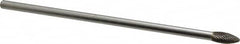 Made in USA - 5/16" Cut Diam, 1/4" Shank Diam, Flame Head Double Cut Burr - Carbide, Radius End, 3/4" LOC, 6" OAL - Exact Tooling