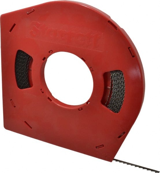Starrett - 1/4" x 100' x 0.025" Carbon Steel Band Saw Blade Coil Stock - 4 TPI, Toothed Edge, Hook Form, Raker Set, Flexible Back, Positive Angle, Constant Pitch, Contour Cutting - Exact Tooling