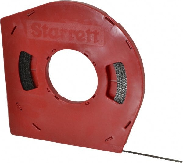 Starrett - 1/4" x 100' x 0.025" Carbon Steel Band Saw Blade Coil Stock - 6 TPI, Toothed Edge, Hook Form, Raker Set, Flexible Back, Positive Angle, Constant Pitch, Contour Cutting - Exact Tooling
