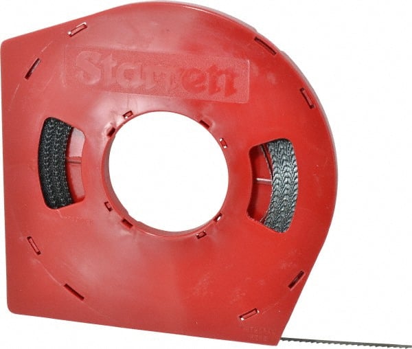 Starrett - 1/4" x 100' x 0.025" Carbon Steel Band Saw Blade Coil Stock - 6 TPI, Toothed Edge, Straight Form, Raker Set, Flexible Back, No Rake Angle, Constant Pitch, Contour Cutting - Exact Tooling