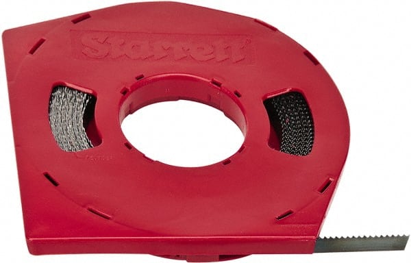 Starrett - 3/8" x 100' x 0.025" Carbon Steel Band Saw Blade Coil Stock - 10 TPI, Toothed Edge, Straight Form, Raker Set, Flexible Back, No Rake Angle, Constant Pitch, Contour Cutting - Exact Tooling