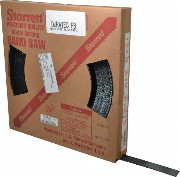 Starrett - 1" x 100' x 0.035" Carbon Steel Band Saw Blade Coil Stock - 10 TPI, Toothed Edge, Straight Form, Raker Set, Flexible Back, No Rake Angle, Constant Pitch, Contour Cutting - Exact Tooling