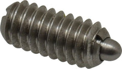 Gibraltar - 1/4-20, 17/32" Thread Length, 0.078" Plunger Projection, Stainless Steel Threaded Spring Plunger - 0.119" Max Plunger Diam, 0.531" Plunger Length, 1 Lb Init End Force, 3.5 Lb Final End Force - Exact Tooling
