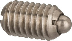 Gibraltar - 3/8-16, 5/8" Thread Length, 0.11" Plunger Projection, Stainless Steel Threaded Spring Plunger - 0.186" Max Plunger Diam, 0.625" Plunger Length, 4.5 Lb Init End Force, 18.5 Lb Final End Force - Exact Tooling