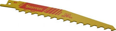 Starrett - 6" Long x 3/4" Thick, Bi-Metal Reciprocating Saw Blade - Tapered Profile, 3 TPI, Toothed Edge, Universal Shank - Exact Tooling