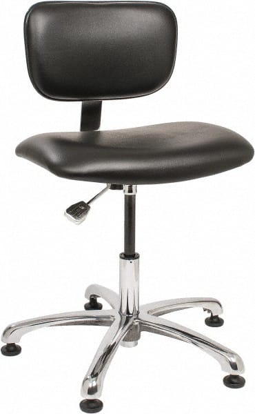 Bevco - Clean Room Swivel Chair - 20" Wide x 17" Deep, Vinyl Seat, Black - Exact Tooling