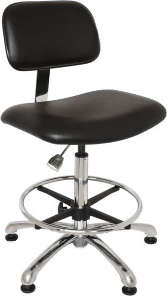 Bevco - Clean Room Swivel Chair - 20" Wide x 17-1/4" Deep, Vinyl Seat, Black - Exact Tooling