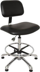 Bevco - Clean Room Swivel Chair - 20" Wide x 17-1/4" Deep, Vinyl Seat, Black - Exact Tooling