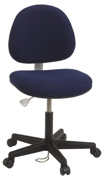 Bevco - ESD Swivel Chair with Back Rest - 18" Wide x 18" Deep, Conductive Cloth Seat, Navy Blue - Exact Tooling