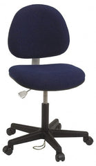 Bevco - ESD Swivel Chair with Back Rest - 18" Wide x 18" Deep, Conductive Cloth Seat, Navy Blue - Exact Tooling