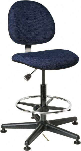 Bevco - ESD Swivel Stool - 18" Wide x 18" Deep, Conductive Cloth Seat, Navy Blue - Exact Tooling