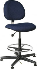 Bevco - ESD Swivel Stool - 18" Wide x 18" Deep, Conductive Cloth Seat, Navy Blue - Exact Tooling