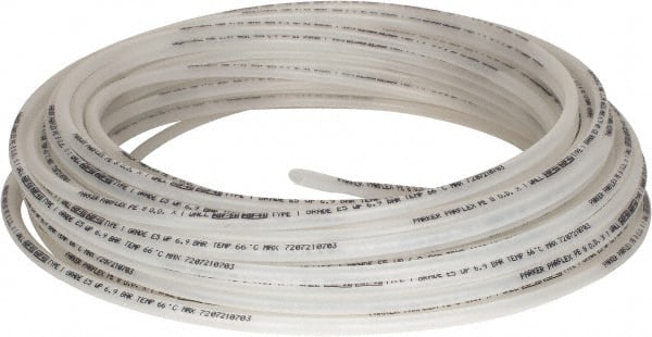Parker - 8mm OD, 100' Long, Polyethylene Tube - Natural, -80 to 150°F - Exact Tooling