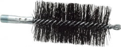 Schaefer Brush - 4-1/2" Brush Length, 2-1/2" Diam, Double Stem, Double Spiral Tube Brush - 7-1/2" Long, Tempered Steel Wire, 1/4" NPT Male Connection - Exact Tooling