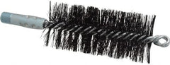 Schaefer Brush - 4-1/2" Brush Length, 2" Diam, Double Stem, Double Spiral Tube Brush - 7-1/2" Long, Tempered Steel Wire, 1/4" NPT Male Connection - Exact Tooling