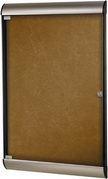 Ghent - 70-1/4" Wide x 36" High Enclosed Cork Bulletin Board - Natural Cork, Aluminum Frame - Exact Tooling