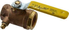 Conbraco - 3/4" Pipe, Bronze, Straight with Side Tap, Gas Ball Valve - 250 psi WOG Rating, Lever Handle, FNPT x FNPT End Connections, 2 Piece - Exact Tooling