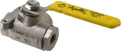 Apollo - 1/4" Pipe, Standard Port, Stainless Steel Standard Ball Valve - 2 Piece, Three Way, FNPT x FNPT Ends, Lever Handle, 800 WOG - Exact Tooling