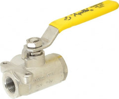 Apollo - 3/8" Pipe, Standard Port, Stainless Steel Standard Ball Valve - 2 Piece, Three Way, FNPT x FNPT Ends, Lever Handle, 800 WOG - Exact Tooling