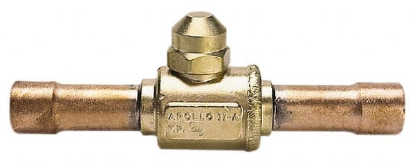 Apollo - 1-1/8" Pipe, Full Port, Brass UL Listed Ball Valve - Inline - Two Way Flow, MNPT x FNPT Ends, Cap Handle, 500 WOG - Exact Tooling