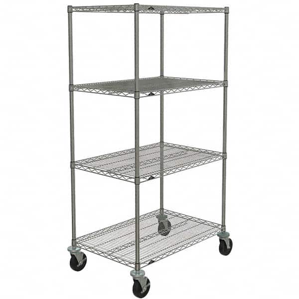 Metro - 600 Lb Capacity 4 Shelf Mobile Wire Shelving Unit - Add-On Unit - Exact Tooling