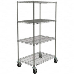 Metro - 600 Lb Capacity 4 Shelf Mobile Wire Shelving Unit - Add-On Unit - Exact Tooling