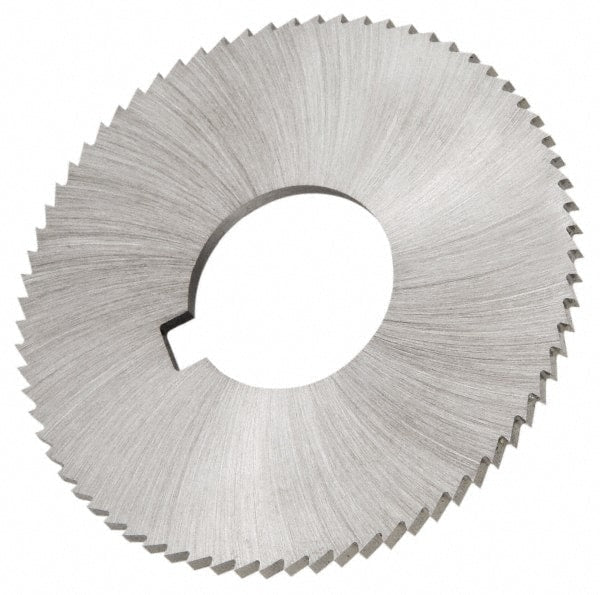 Made in USA - 2-3/4" Diam x 0.036" Blade Thickness x 1" Arbor Hole Diam, 72 Tooth Slitting and Slotting Saw - Arbor Connection, Right Hand, Uncoated, High Speed Steel, Concave Ground, Contains Keyway - Exact Tooling