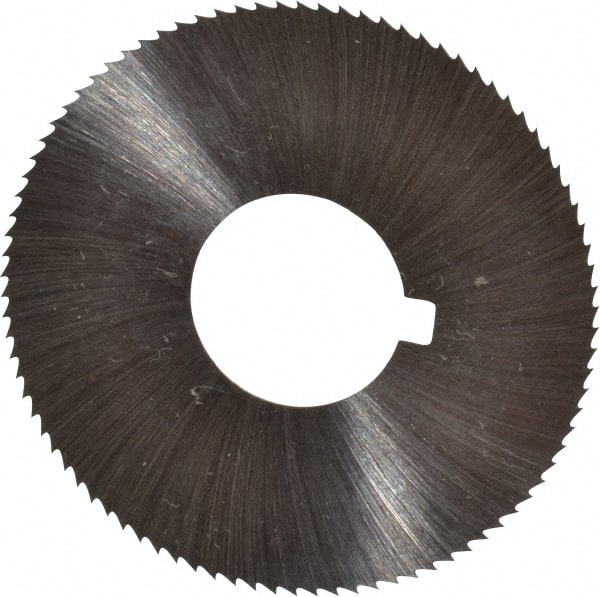 Made in USA - 1-3/4" Diam x 0.01" Blade Thickness x 5/8" Arbor Hole Diam, 90 Tooth Slitting and Slotting Saw - Arbor Connection, Right Hand, Uncoated, High Speed Steel, Concave Ground, Contains Keyway - Exact Tooling