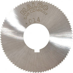 Made in USA - 1-3/4" Diam x 0.014" Blade Thickness x 5/8" Arbor Hole Diam, 90 Tooth Slitting and Slotting Saw - Arbor Connection, Right Hand, Uncoated, High Speed Steel, Concave Ground, Contains Keyway - Exact Tooling