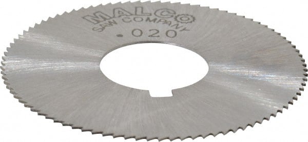 Made in USA - 1-3/4" Diam x 0.02" Blade Thickness x 5/8" Arbor Hole Diam, 90 Tooth Slitting and Slotting Saw - Arbor Connection, Right Hand, Uncoated, High Speed Steel, Concave Ground, Contains Keyway - Exact Tooling