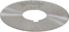 Made in USA - 1-3/4" Diam x 0.02" Blade Thickness x 5/8" Arbor Hole Diam, 90 Tooth Slitting and Slotting Saw - Arbor Connection, Right Hand, Uncoated, High Speed Steel, Concave Ground, Contains Keyway - Exact Tooling