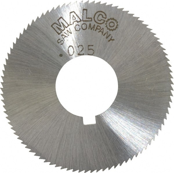 Made in USA - 1-3/4" Diam x 0.025" Blade Thickness x 5/8" Arbor Hole Diam, 90 Tooth Slitting and Slotting Saw - Arbor Connection, Right Hand, Uncoated, High Speed Steel, Concave Ground, Contains Keyway - Exact Tooling