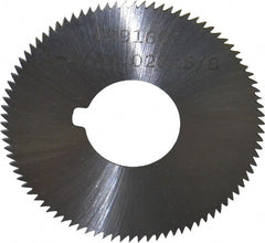 Made in USA - 1-3/4" Diam x 0.028" Blade Thickness x 5/8" Arbor Hole Diam, 90 Tooth Slitting and Slotting Saw - Arbor Connection, Right Hand, Uncoated, High Speed Steel, Concave Ground, Contains Keyway - Exact Tooling