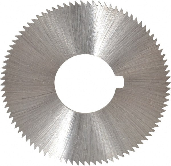 Made in USA - 1-3/4" Diam x 0.036" Blade Thickness x 5/8" Arbor Hole Diam, 90 Tooth Slitting and Slotting Saw - Arbor Connection, Right Hand, Uncoated, High Speed Steel, Concave Ground, Contains Keyway - Exact Tooling
