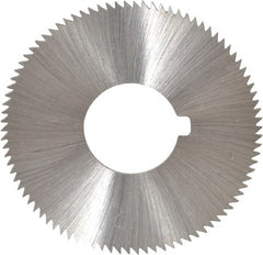 Made in USA - 1-3/4" Diam x 0.036" Blade Thickness x 5/8" Arbor Hole Diam, 90 Tooth Slitting and Slotting Saw - Arbor Connection, Right Hand, Uncoated, High Speed Steel, Concave Ground, Contains Keyway - Exact Tooling