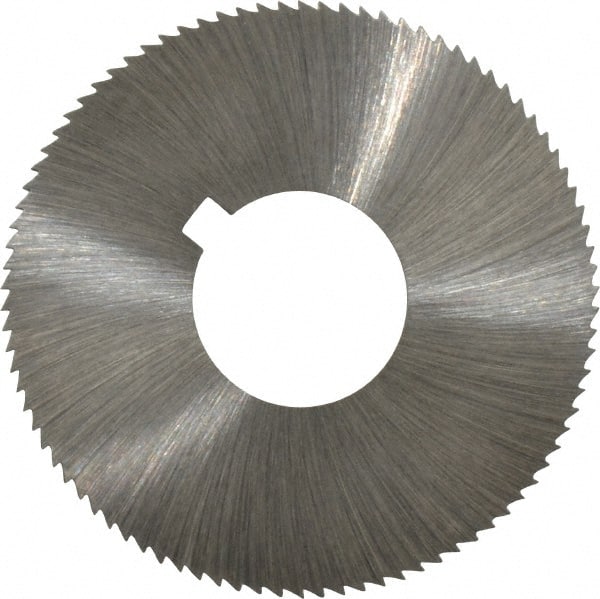 Made in USA - 1-3/4" Diam x 0.045" Blade Thickness x 5/8" Arbor Hole Diam, 90 Tooth Slitting and Slotting Saw - Arbor Connection, Right Hand, Uncoated, High Speed Steel, Concave Ground, Contains Keyway - Exact Tooling