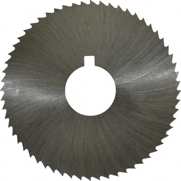 Made in USA - 2-1/4" Diam x 0.008" Blade Thickness x 5/8" Arbor Hole Diam, 60 Tooth Slitting and Slotting Saw - Arbor Connection, Right Hand, Uncoated, High Speed Steel, Concave Ground, Contains Keyway - Exact Tooling