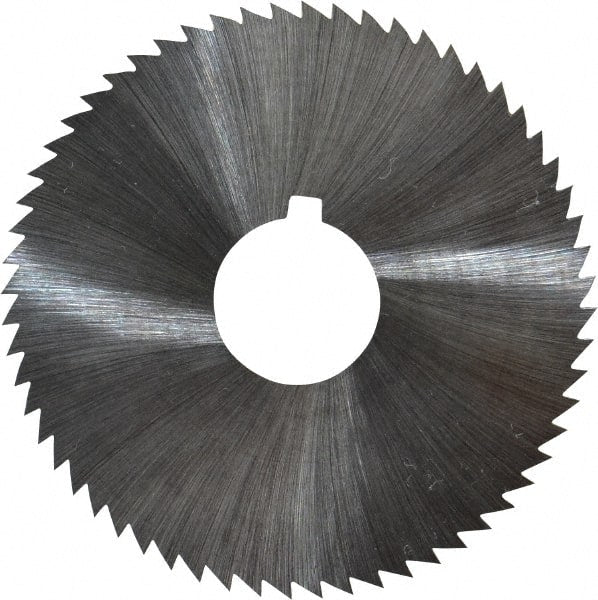 Made in USA - 2-1/4" Diam x 0.012" Blade Thickness x 5/8" Arbor Hole Diam, 60 Tooth Slitting and Slotting Saw - Arbor Connection, Right Hand, Uncoated, High Speed Steel, Concave Ground, Contains Keyway - Exact Tooling