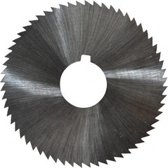 Made in USA - 2-1/4" Diam x 0.012" Blade Thickness x 5/8" Arbor Hole Diam, 60 Tooth Slitting and Slotting Saw - Arbor Connection, Right Hand, Uncoated, High Speed Steel, Concave Ground, Contains Keyway - Exact Tooling