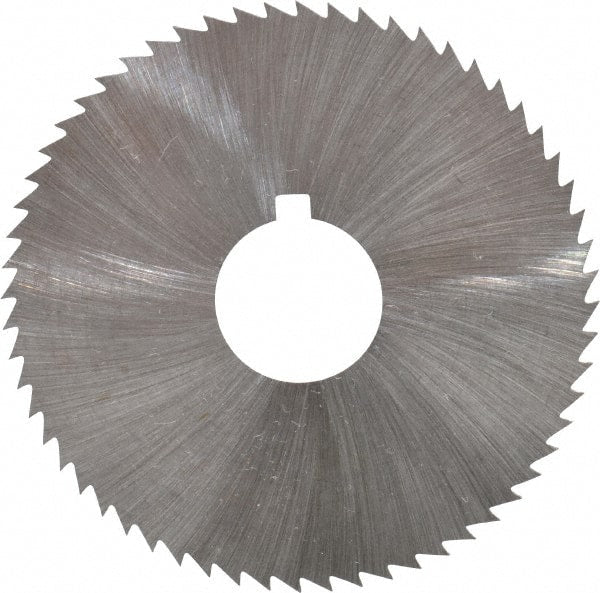 Made in USA - 2-1/4" Diam x 0.016" Blade Thickness x 5/8" Arbor Hole Diam, 60 Tooth Slitting and Slotting Saw - Arbor Connection, Right Hand, Uncoated, High Speed Steel, Concave Ground, Contains Keyway - Exact Tooling